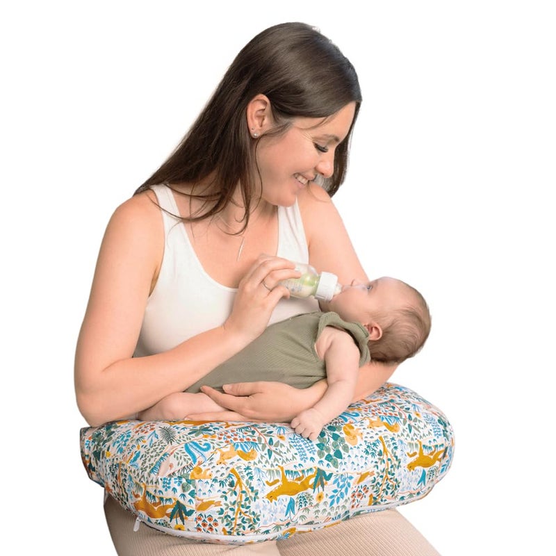 Boppy Nursing Pillow Firm Ergonomic UShaped Bottle and Breastfeeding Pillow with High Lift for Comfort and Support Spacious Surface Colorful Forest Animals - Image 2