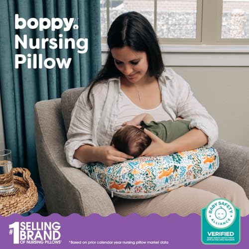 Boppy Nursing Pillow Firm Ergonomic UShaped Bottle and Breastfeeding Pillow with High Lift for Comfort and Support Spacious Surface Colorful Forest Animals - Image 3