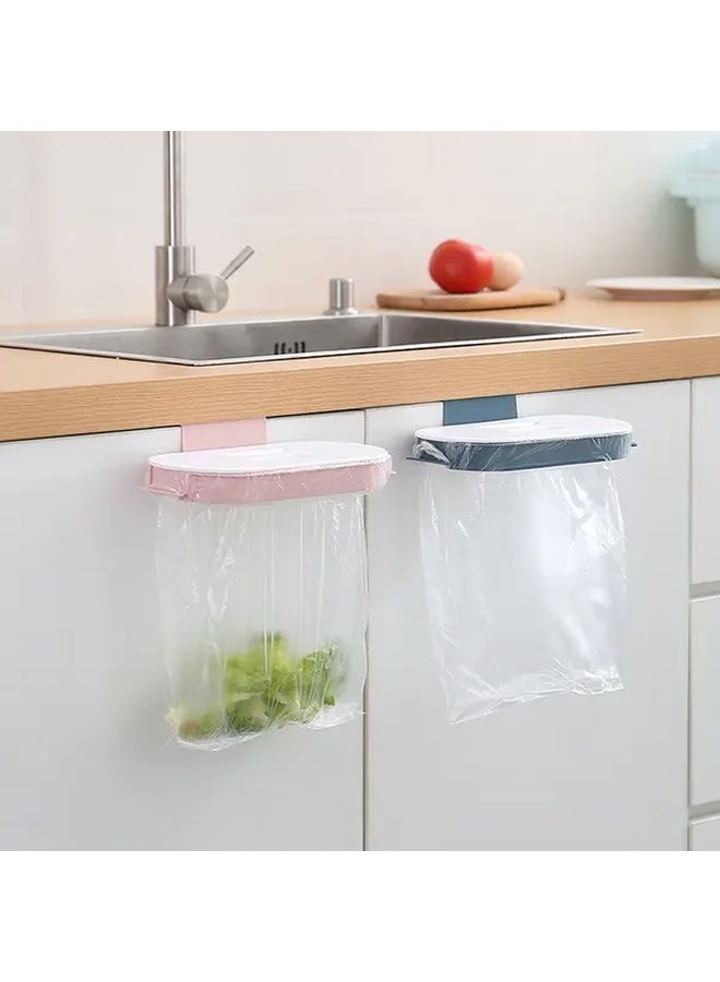 Light Pink 1pc Portable Kitchen Trash Bag Holder Hanging Wall Mounted Cabinet Storage Rack - Image 4