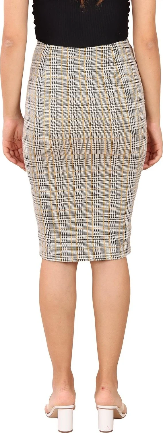 Alexander Gardi Check Midi Length Skirt Gray (B19-49703)