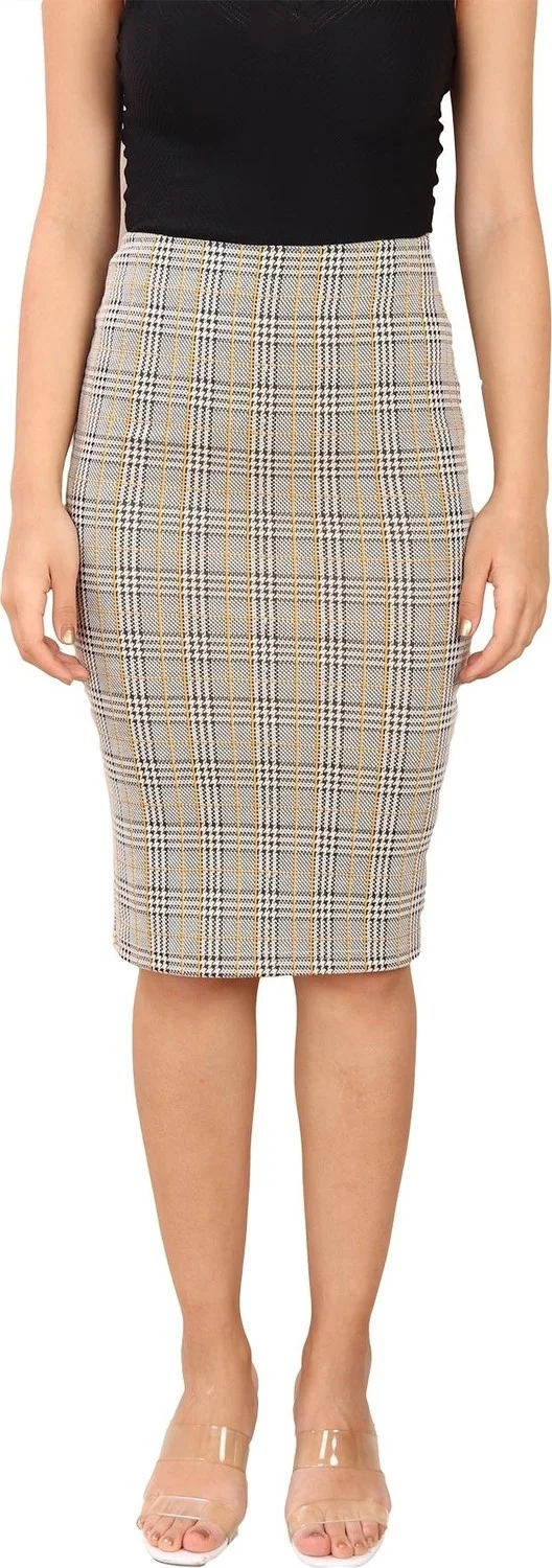 Alexander Gardi Check Midi Length Skirt Gray (B19-49703)