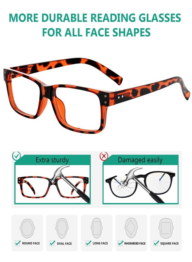 آي كيبر نظارات قراءة كلاسيكية من Eyekepper للرجال - 3 أزواج سوداء وزوجان بلون السلحفاة - مفصلات زنبركية +2.00 - Image 3