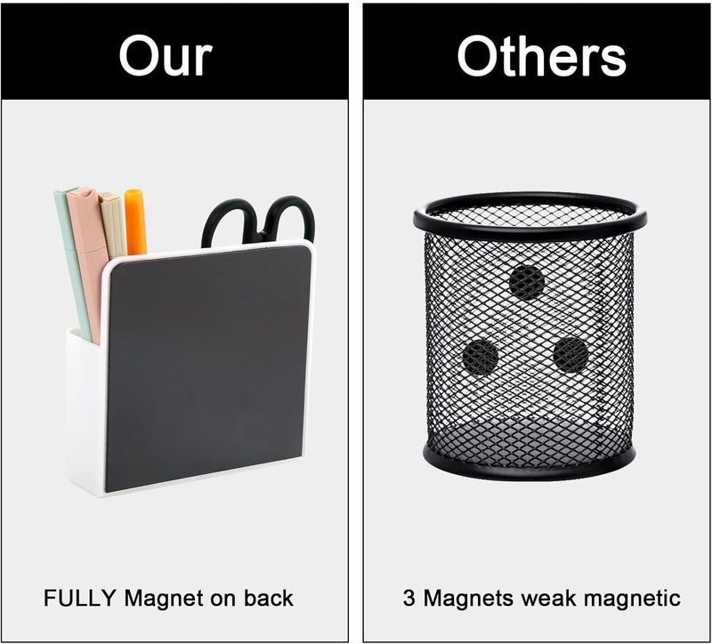 3pcs Magnetic Pen Holders, Including 1 Large Magnetic Dry Erase Marker Holder + 2 Small Magnetic Pencil Marker Holder Organizers with Magnet for Refrigerator Whiteboard Locker (White) - Image 3