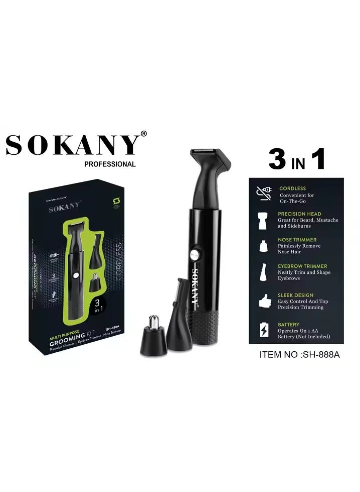 sokany SOKANY SH-888A Hair Trimmer 3 in 1 Stainless Steel attachment heads  - Image 3