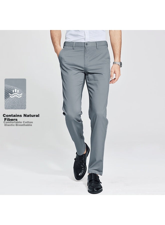 Firs Casual Pants For Men: Comfortable Cotton Stretch, Crisp And Smooth, Breathable, Slim-fit, Wrinkle-resistant, Durable Straight-leg Trousers - Image 1