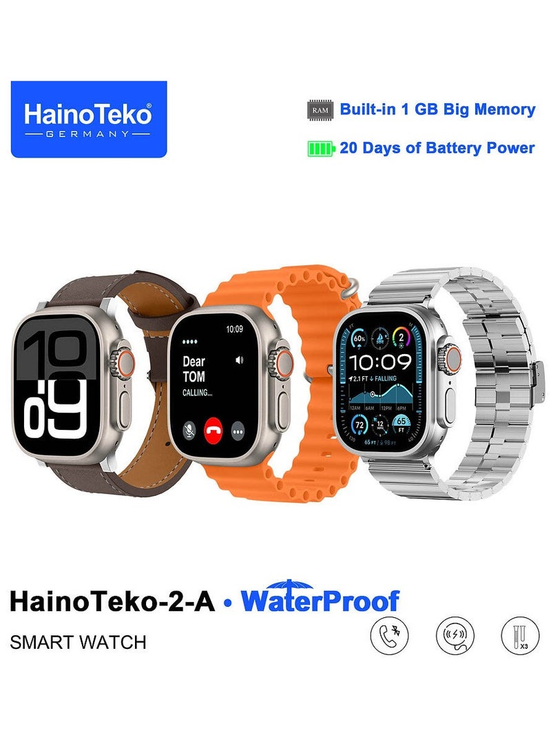 Haino Teko - Haino Teko 2 A Smartwatch With Waterproof Full Screen AMOLED Display 20 Days Battery Life and 3 Pair Straps Designed For Ladies and Gents Silver - Image 1