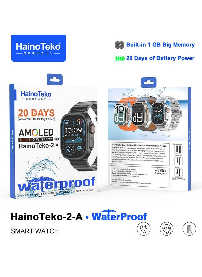 Haino Teko - Haino Teko 2 A Smartwatch With Waterproof Full Screen AMOLED Display 20 Days Battery Life and 3 Pair Straps Designed For Ladies and Gents Silver - Image 1