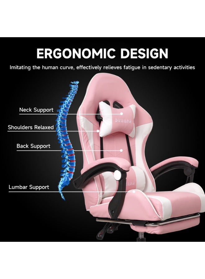 DUUKOA Gaming Chair with Footrest  Ergonomic Computer Chair 90°–135° Adjustment Backrest Perfect - Image 3