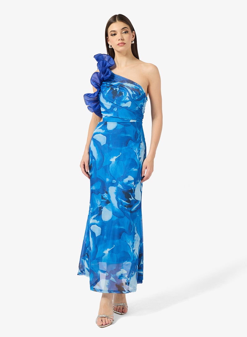 ELLA One Shoulder Floral Print Dress - Image 1