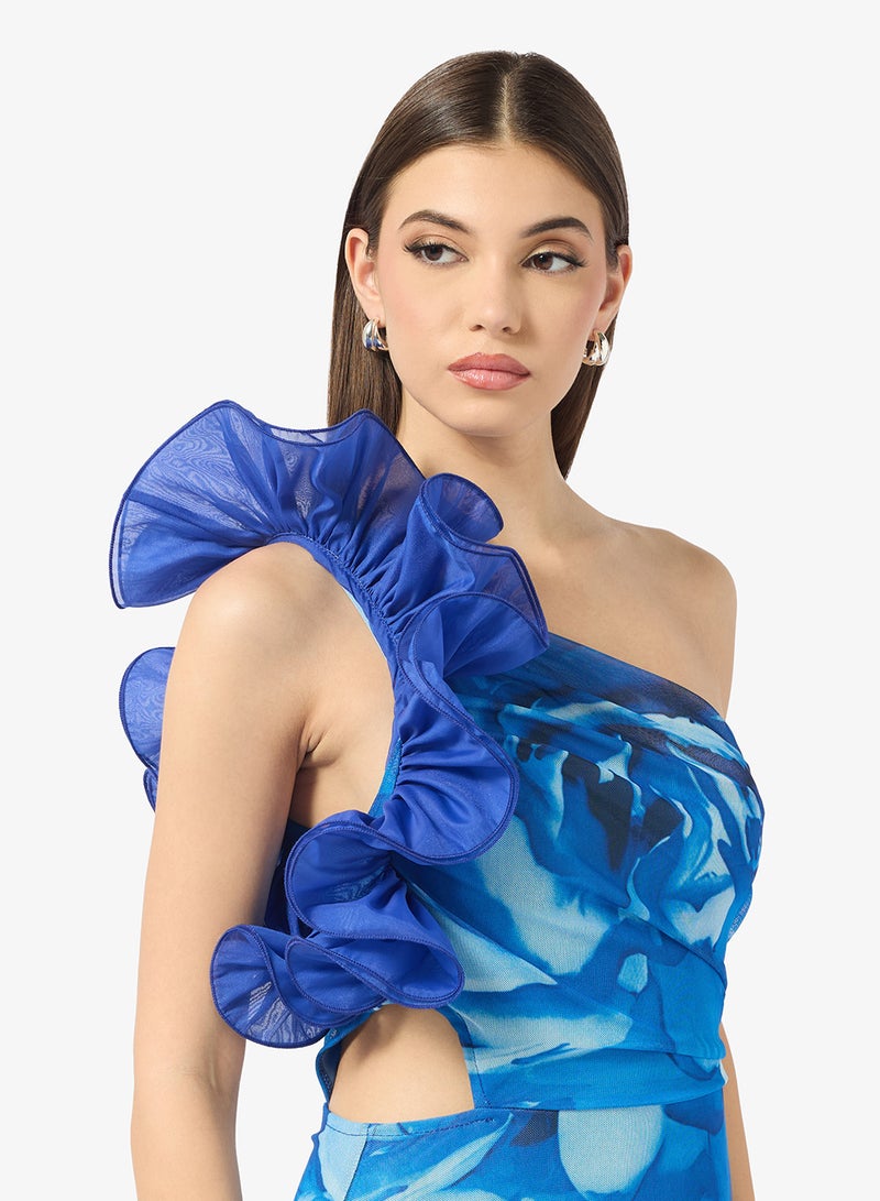 ELLA One Shoulder Floral Print Dress - Image 3