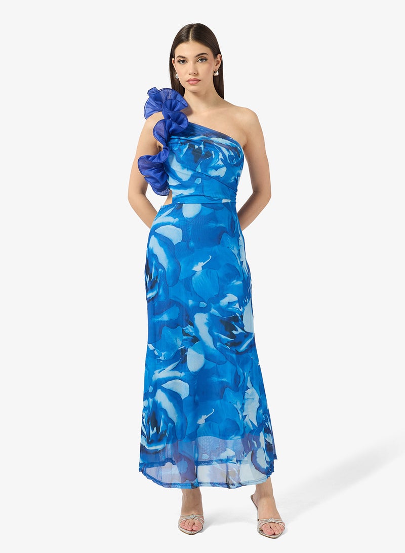 ELLA One Shoulder Floral Print Dress - Image 4