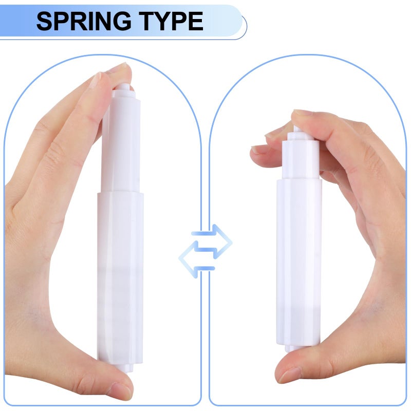 Rindion 4 Pack Toilet Paper Holder Spring Rod, White Toilet Paper Roller Replacement, Plastic Toilet Paper Holder Replacement Rod - Image 3