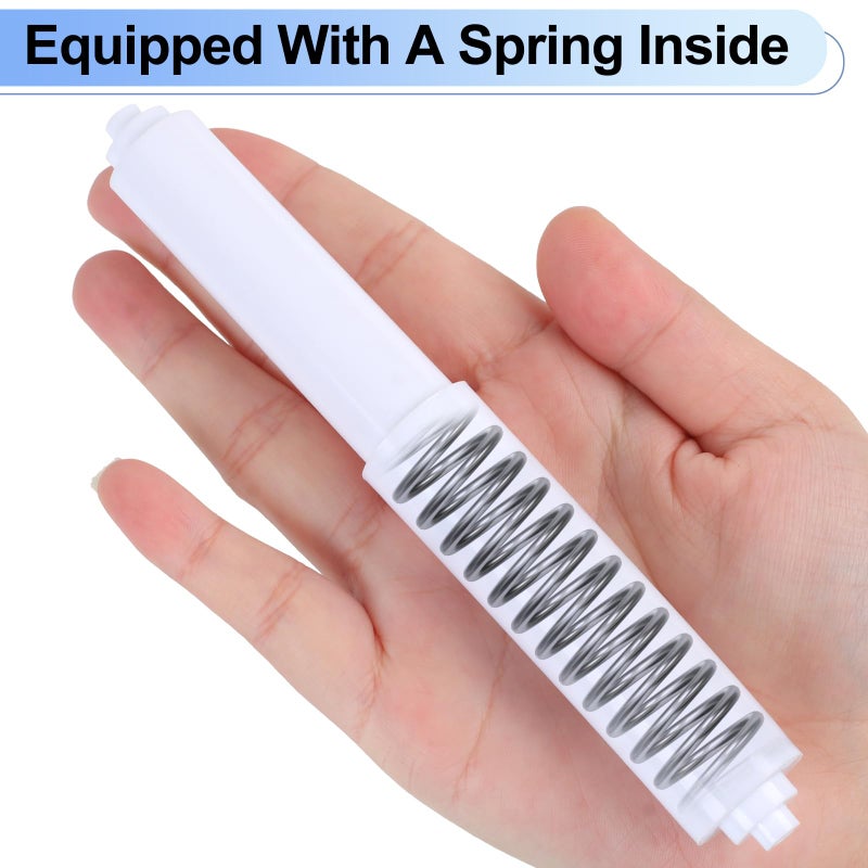 Rindion 4 Pack Toilet Paper Holder Spring Rod, White Toilet Paper Roller Replacement, Plastic Toilet Paper Holder Replacement Rod - Image 4