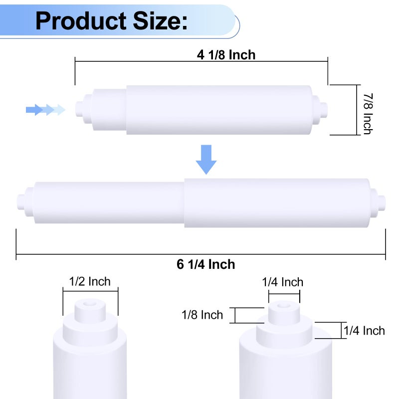 Rindion 4 Pack Toilet Paper Holder Spring Rod, White Toilet Paper Roller Replacement, Plastic Toilet Paper Holder Replacement Rod - Image 2