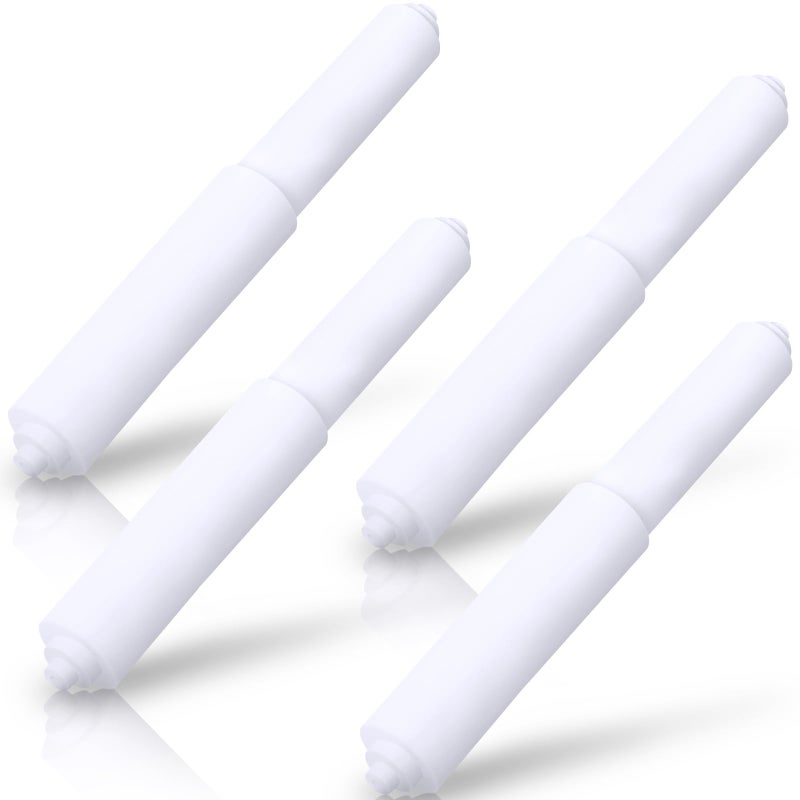 Rindion 4 Pack Toilet Paper Holder Spring Rod, White Toilet Paper Roller Replacement, Plastic Toilet Paper Holder Replacement Rod - Image 1