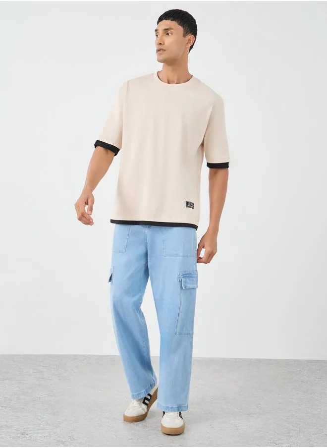 Styli Styli Contrast Trim Pure Cotton Oversized T-Shirt