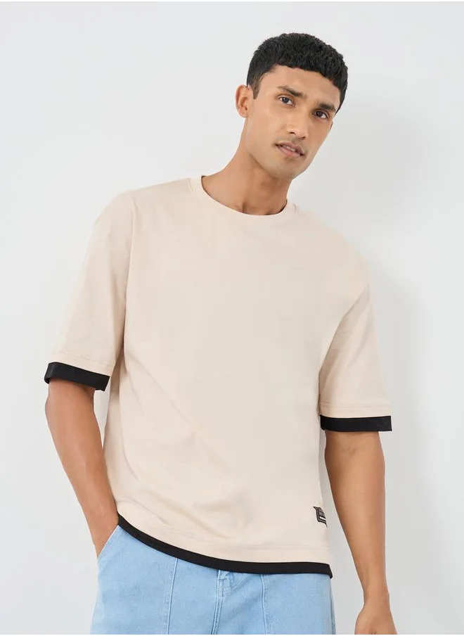 Styli Styli Contrast Trim Pure Cotton Oversized T-Shirt