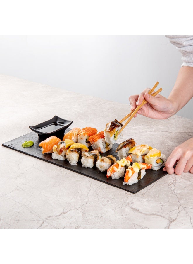 Restaurantware 16 × 7 بوصة أطباق تقديم، 25 لوح تشاركوتيري مستطيل - متميز، يحاكي مظهر الأردواز، أطباق تقديم بلاستيكية سوداء، لتقديم المقبلات أو الحلويات، لجميع المناسبات - Image 5