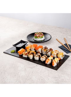 Restaurantware Restaurantware-16 x 7 Inch Serving Plates, 25 Rectangle Charcuterie Boards - Premium, Mimics The Look Of Slate, Black Plastic Serving Platters, Serve Appetizers Or Desserts, For All Occasions  - Image 4