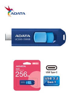 أداتا محرك أقراص فلاش UC300 سعة 256 جيجابايت USB 3.2 الجيل الأول من النوع C | نقل بيانات خفيف الوزن وسريع | أزرق أسود  - Image 1
