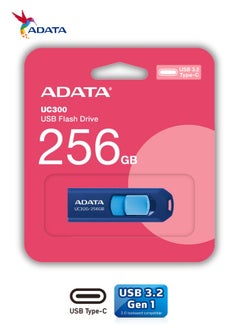 أداتا محرك أقراص فلاش UC300 سعة 256 جيجابايت USB 3.2 الجيل الأول من النوع C | نقل بيانات خفيف الوزن وسريع | أزرق أسود  - Image 2