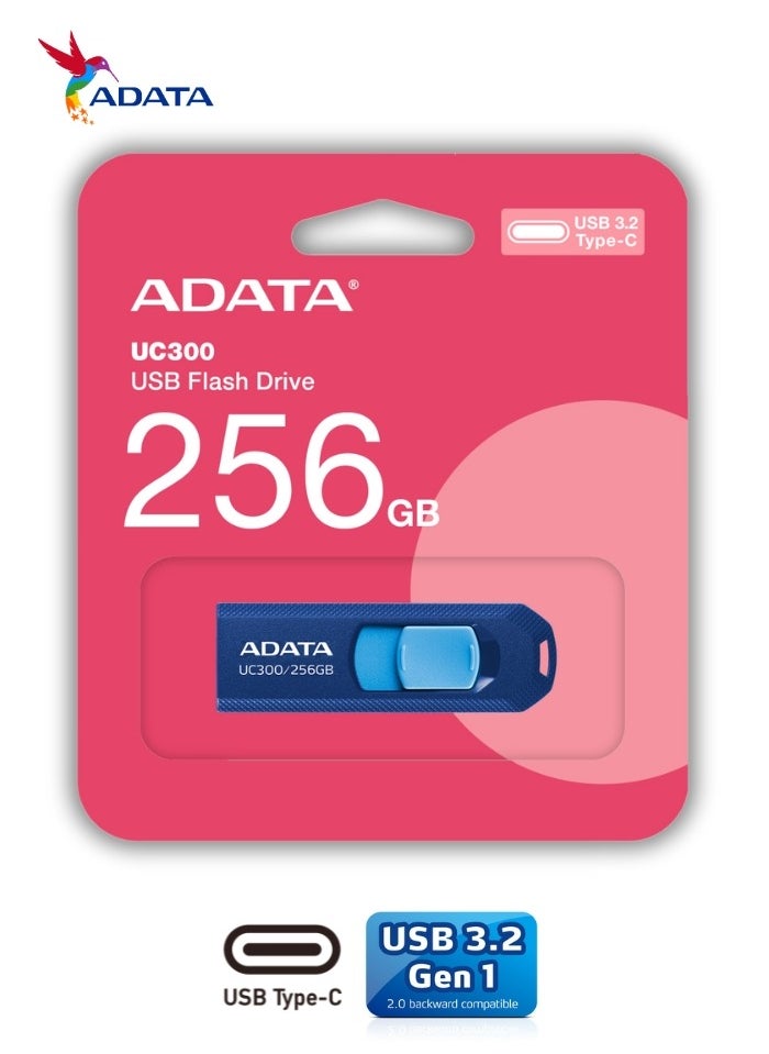 ADATA UC300 256GB USB 3.2 Gen 1 Type-C Flash Drive | Lightweight and Fast Data Transfer | Blue Black  - Image 2