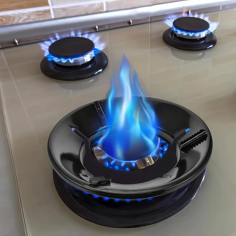 REDITEX Pack of 3 Black Gas Saver Burner Stand Gas Chula Burner Gas Saver Stand Jali Ring Fire Windproof Energy Saving Gas Chula Support Stand 4 Legs Supported for Indian Gas 07mm - Image 5