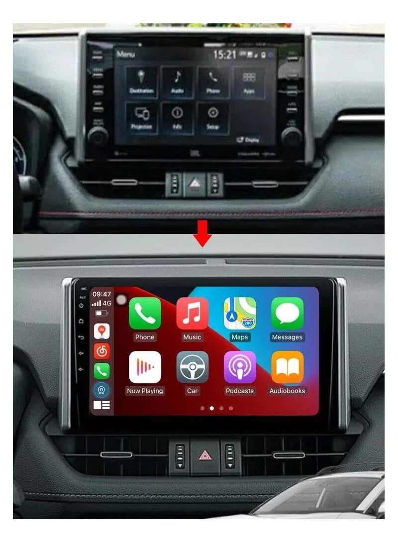 راديو أندرويد متقدم لسيارة تويوتا رافتش 2019-2022 - ضمان لمدة عامين، ذاكرة وصول عشوائي 4 جيجا بايت، سعة تخزين 32 جيجا بايت، Apple CarPlay وAndroid Auto، كاميرا رؤية ليلية مجانية ونظام ملاحة - Image 2