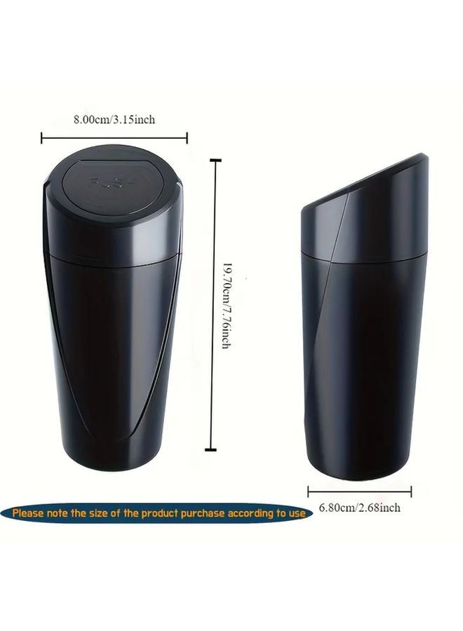 1pc Blue Covered Car Trash Can Portable Small Cup Holder Interior Accessory - Image 2