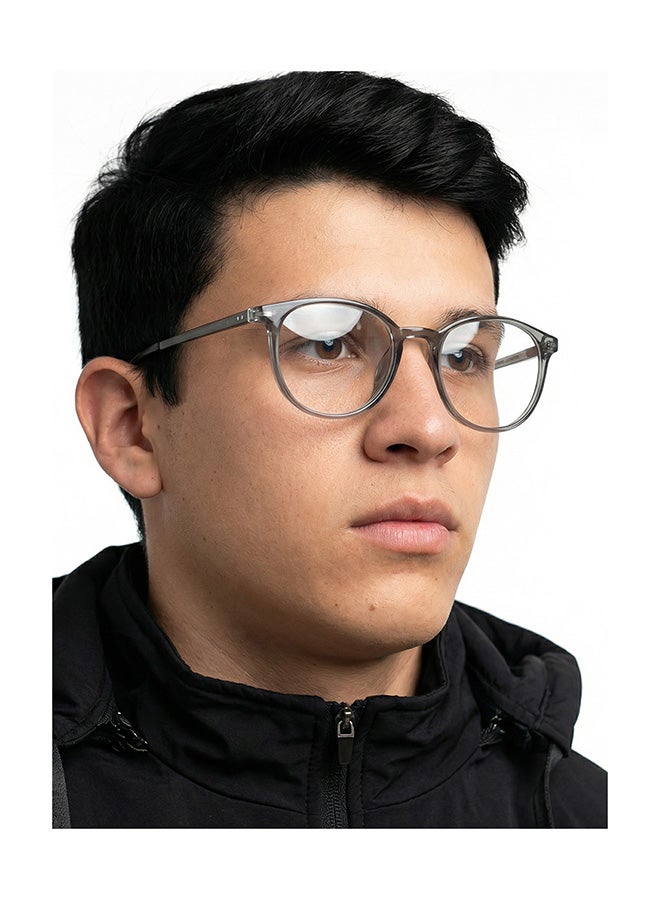 Lenskart Blu Unisex Zero Power Bluecut & Antiglare Round Shape Computer Eyeglasses LB E13528 - Lens Size: 51mm - Grey - Image 3