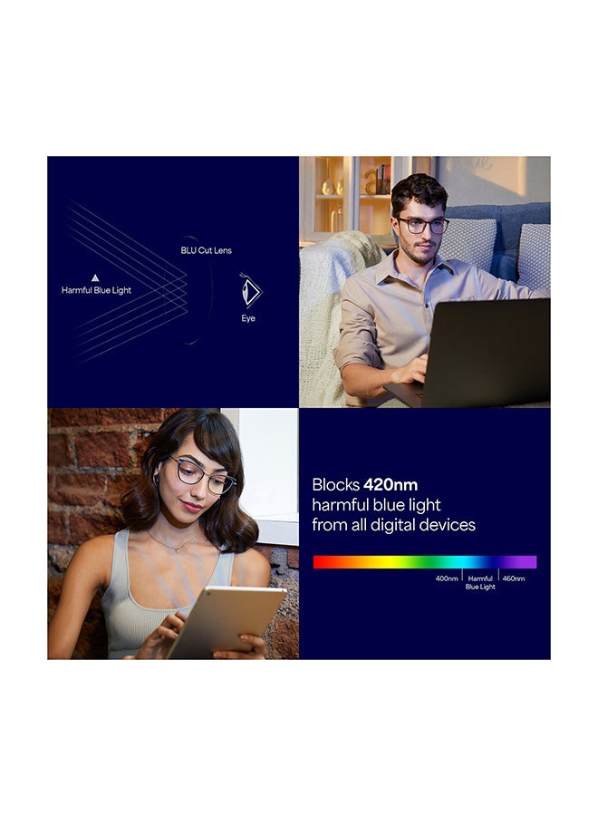 Lenskart Blu Unisex Zero Power Bluecut & Antiglare Round Shape Computer Eyeglasses LB E13528 - Lens Size: 51mm - Grey - Image 5