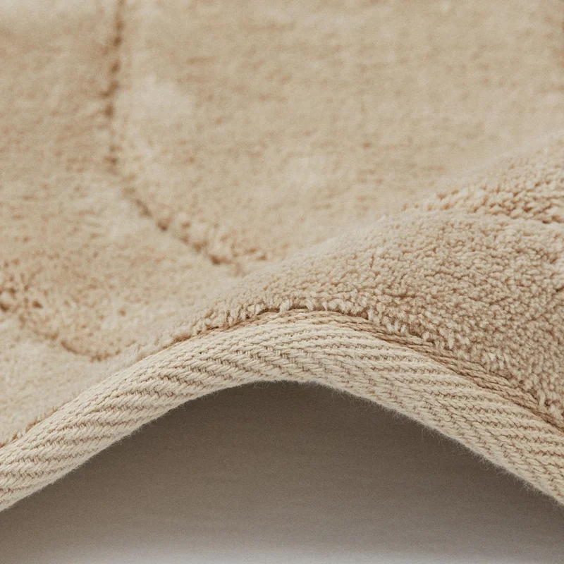 Bluenity Diamond Circle Natural Cotton Bathroom Rug Set