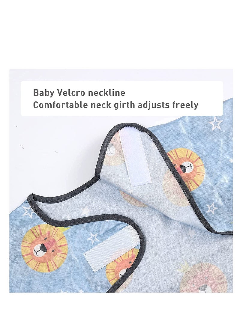 Waterproof Baby Weaning Bib, Anti-Dirty Feeding Bib for Babies, High Chair Shirt Bib for Weaning Supplies (Blue Lion Design) - Image 4