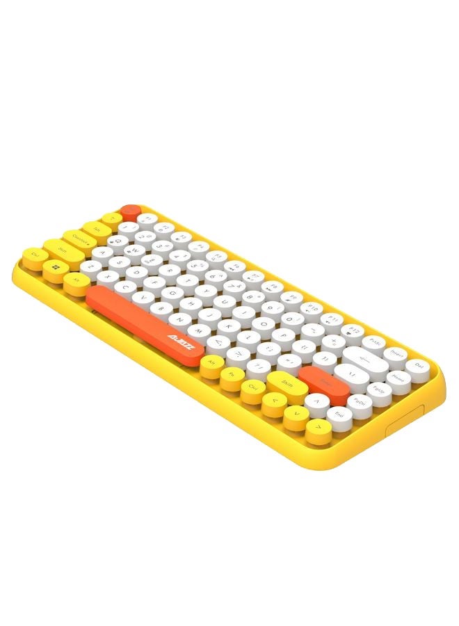 NIBEMINENT Wireless Bluetooth Round Key Keyboard Yellow/White 