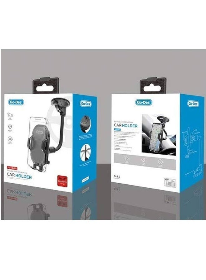 GO-DES Flexible Arm Windshield Car Holder GD-HD651 Rotating 360 Degree Long Arm Windshield Mount - Image 2