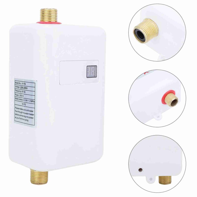 - 3000W Mini Electric Tankless Instant Hot Water Heater Bathroom Kitchen Washing  White - Image 1