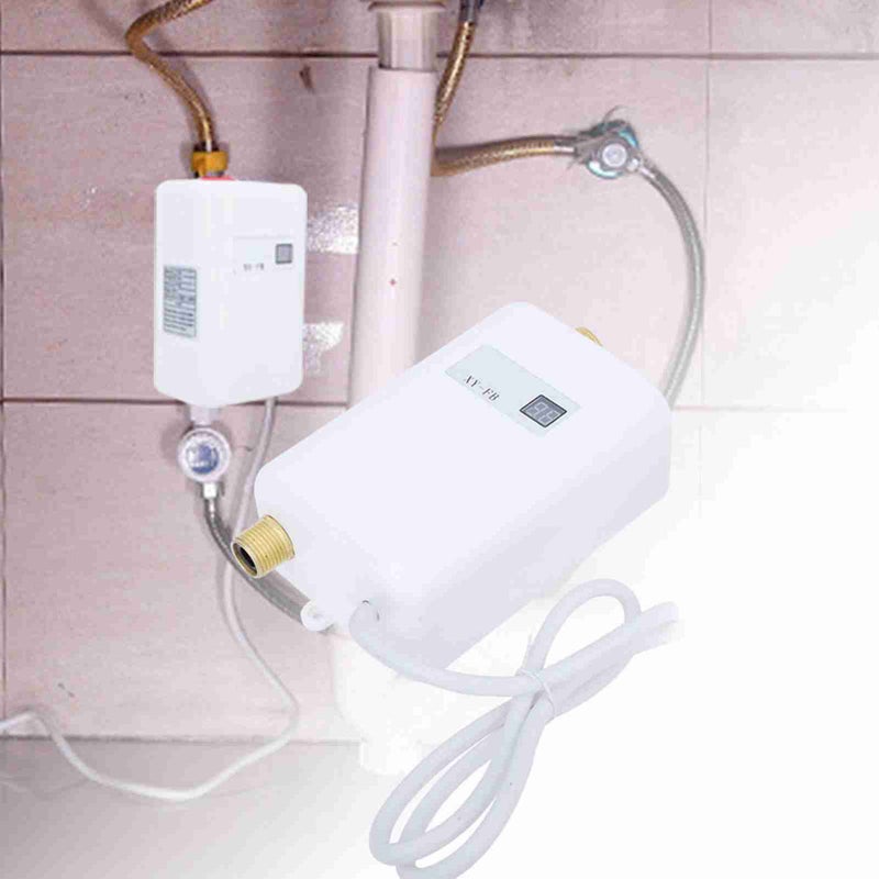 - 3000W Mini Electric Tankless Instant Hot Water Heater Bathroom Kitchen Washing  White - Image 5