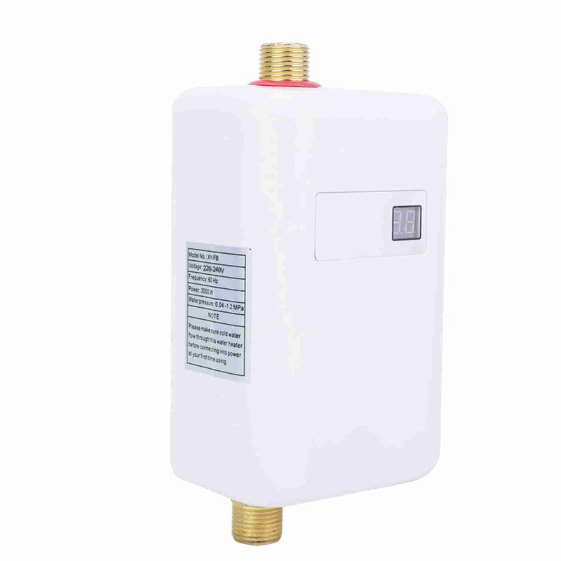 - 3000W Mini Electric Tankless Instant Hot Water Heater Bathroom Kitchen Washing  White - Image 3