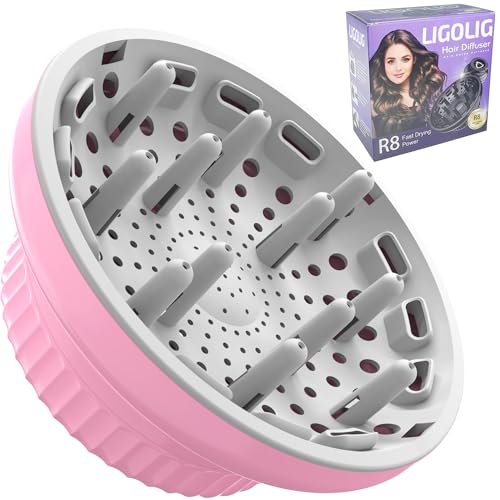LIGOLIG Hair Dryer Diffuser for Curly and Natural Wavy Hair,Universal Hair Diffuser,Hair Dryer Diffuser Attachment (Pink) - Image 1