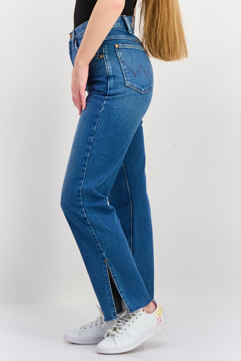 Wrangler جينز نسائي بقصة عادية، ارتفاع متوسط، ساق مستقيم بدون مرونة، أزرق متوسط - Image 2