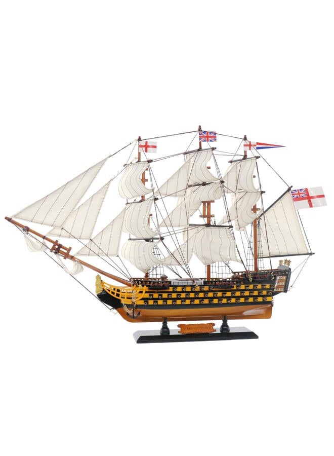 NAUTIMALL HMS Victory Model Ship, 24 inch Handcrafted Wooden Replica with Canvas Sails, Naval Warship Display Model (V60) - Image 1