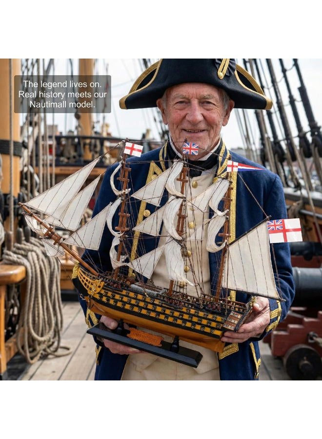 NAUTIMALL HMS Victory Model Ship, 24 inch Handcrafted Wooden Replica with Canvas Sails, Naval Warship Display Model (V60) - Image 4