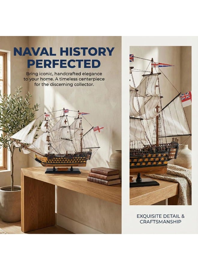 NAUTIMALL HMS Victory Model Ship, 24 inch Handcrafted Wooden Replica with Canvas Sails, Naval Warship Display Model (V60) - Image 5