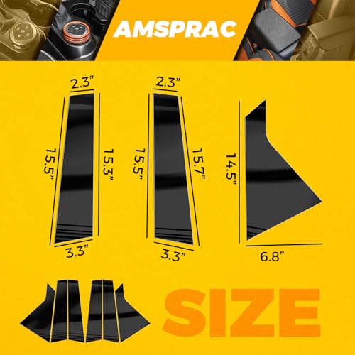 AMSPRAC Door Pillar Covers fit for Chevy Impala 2014 2015 2016 2017 2018 2019 2020,Glossy Black Anti-Scratch Trim, 6PCS Window Outer Pillar Panel Set - Image 5