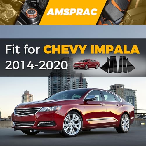AMSPRAC Door Pillar Covers fit for Chevy Impala 2014 2015 2016 2017 2018 2019 2020,Glossy Black Anti-Scratch Trim, 6PCS Window Outer Pillar Panel Set - Image 2