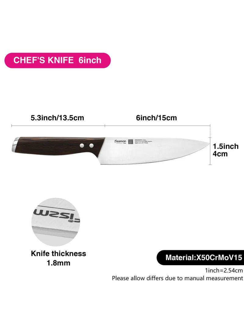 Fissman  6'' Chef's Knife Ferdinand Series with Sharp Blade and Sturdy Non Slip Handle Minimalist Design Stainless Steel Suitable for Home Restaurant  | Best Price UAE