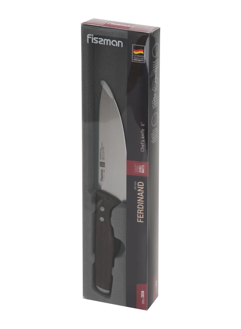 Fissman  6'' Chef's Knife Ferdinand Series with Sharp Blade and Sturdy Non Slip Handle Minimalist Design Stainless Steel Suitable for Home Restaurant  | Best Price UAE