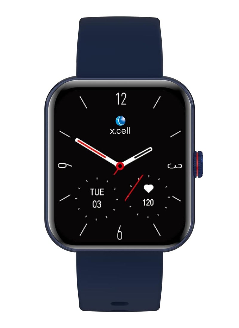 X.Cell - G5 Talk Smart watch, Heart Rate/Blood Pressure/Oxygen Level Monitoring, Receive & Make Calls,Water Resistance: IP67, 1 Week Battery Life, Compatibility: IOS/Android- Blue - Image 1