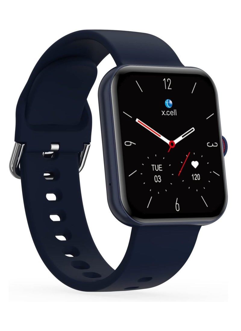 X.Cell - G5 Talk Smart watch, Heart Rate/Blood Pressure/Oxygen Level Monitoring, Receive & Make Calls,Water Resistance: IP67, 1 Week Battery Life, Compatibility: IOS/Android- Blue - Image 1