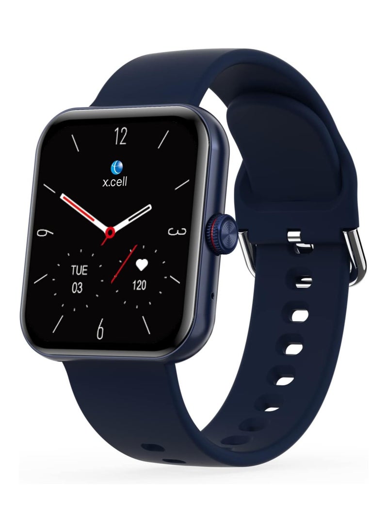 X.Cell - G5 Talk Smart watch, Heart Rate/Blood Pressure/Oxygen Level Monitoring, Receive & Make Calls,Water Resistance: IP67, 1 Week Battery Life, Compatibility: IOS/Android- Blue - Image 1